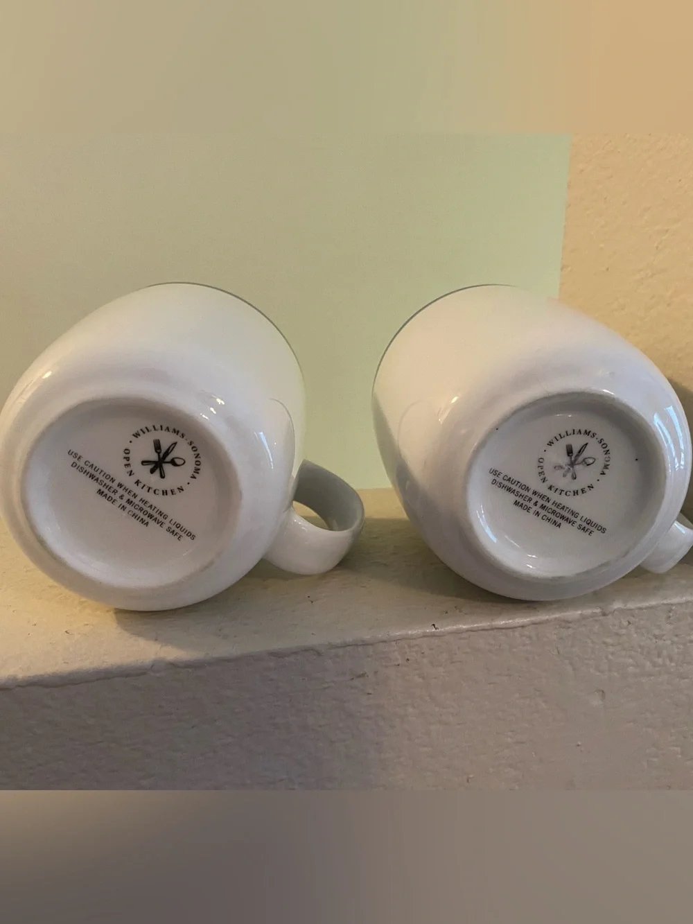 Williams Sonoma. Open Kitchen. White Ceramic Mug with Blue Rim - Set of 2